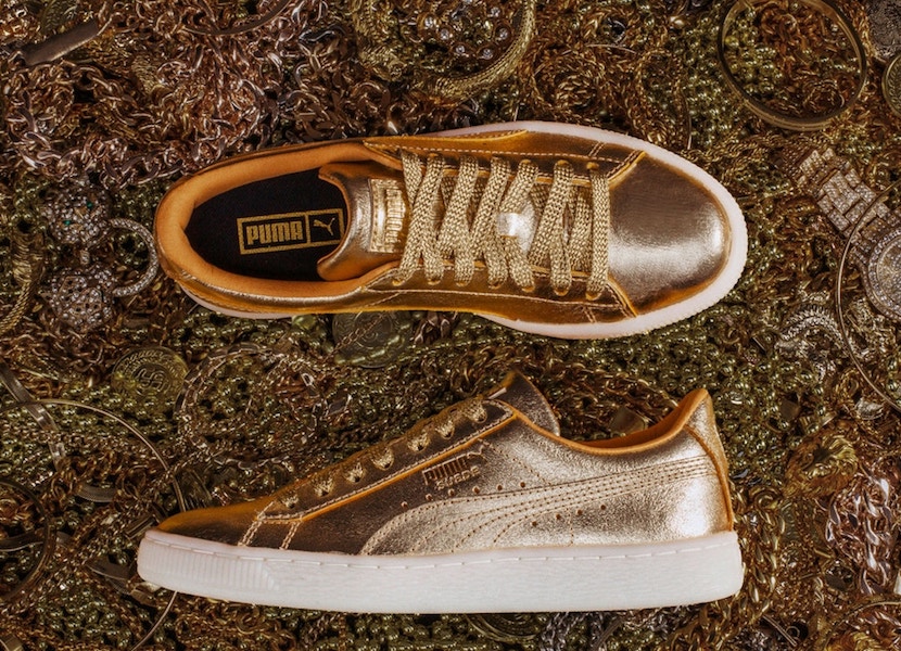 Puma celebrates 50 years of the Puma Suede with a gold-dipped&nbsp;sneaker